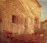 Grant Wood Old Stone and barn oil painting artist